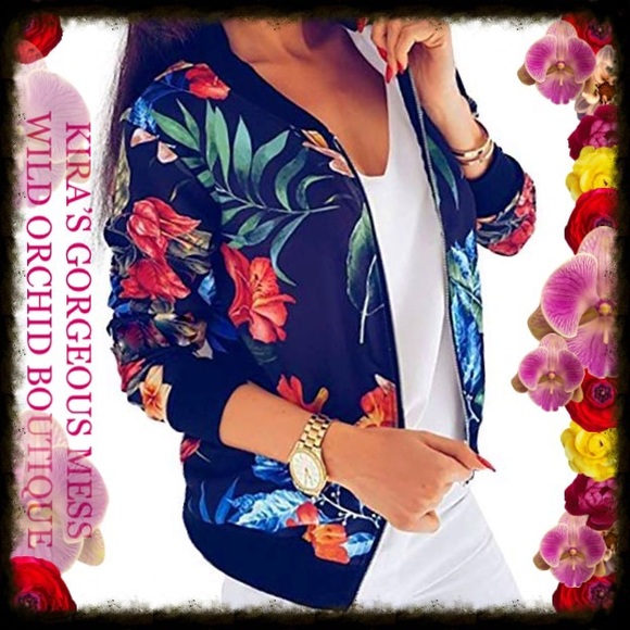 🍭BNWT FLORAL BOMBER JACKET🍭PLUS SIZE AVAIL🍭 - Picture 2 of 7